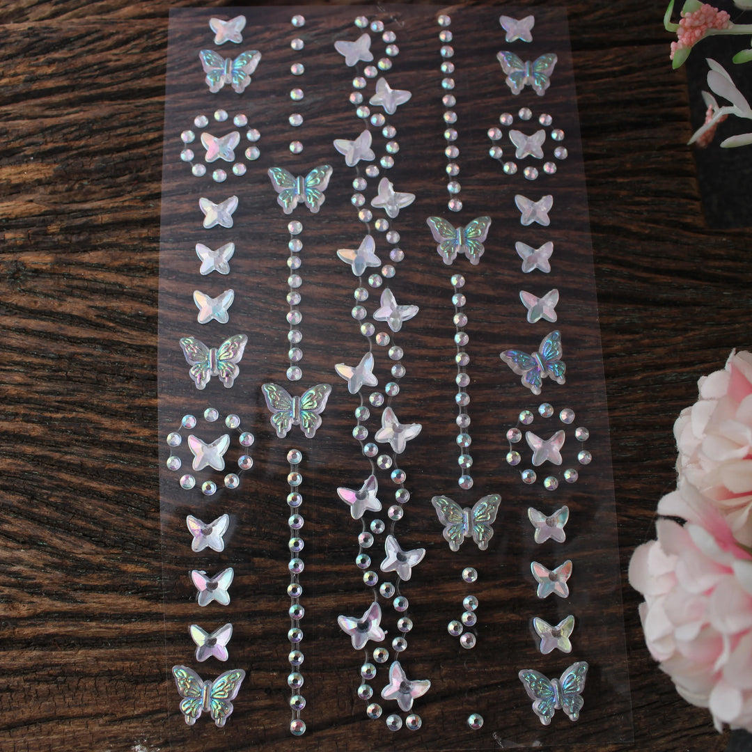 Holographic Butterfly & Crystal Sticker Sheet - Sparkle and Glow
