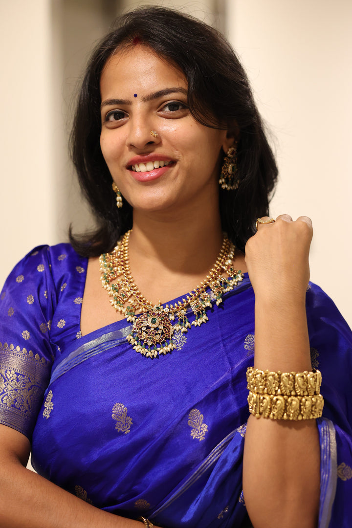 Premium Katan Silk Saree with Golden Zari Buttas