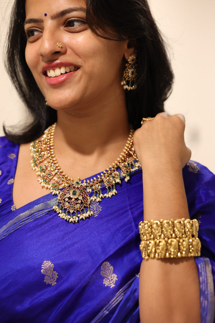 Premium Katan Silk Saree with Golden Zari Buttas