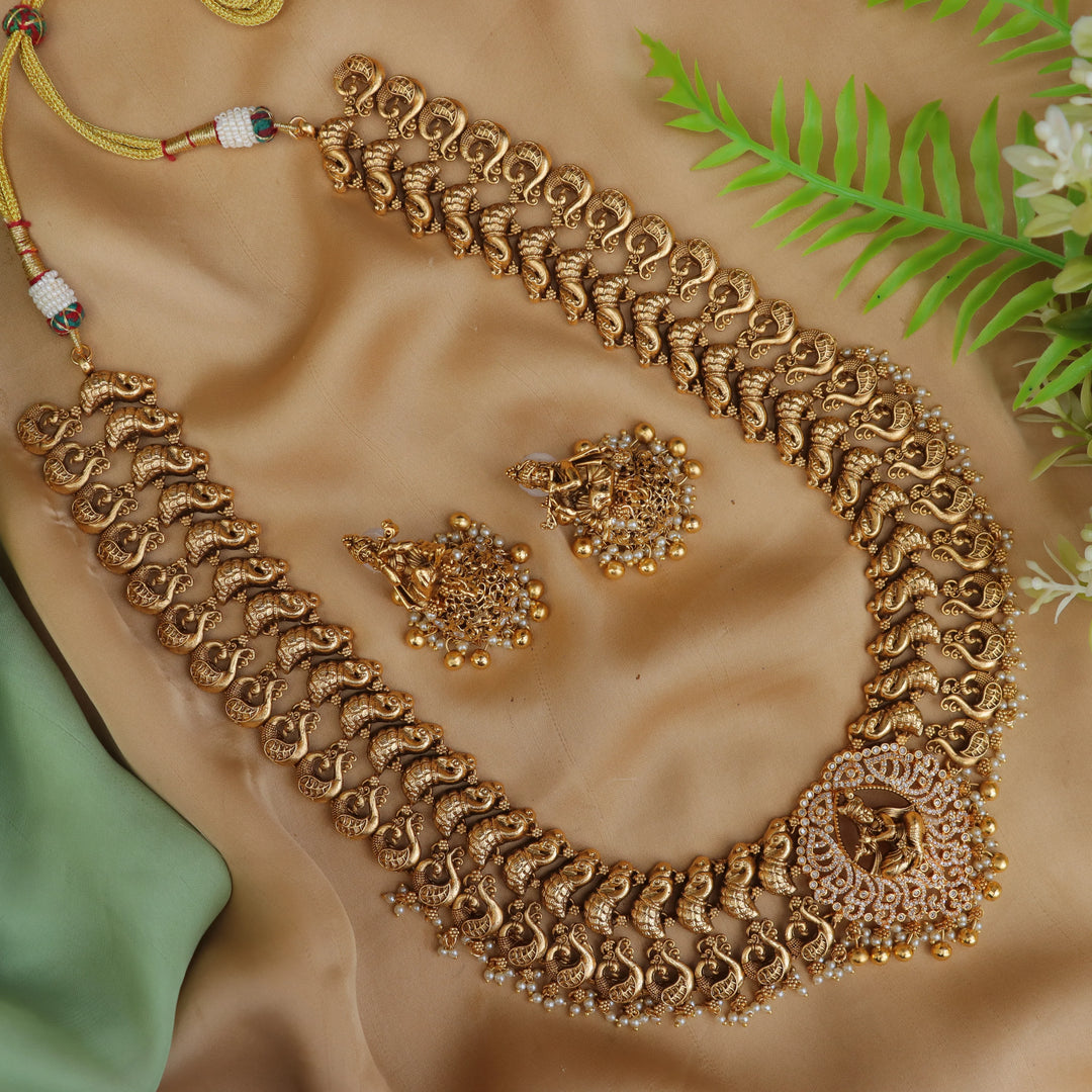 Elegant Long Temple Necklace for Festive Occasions
