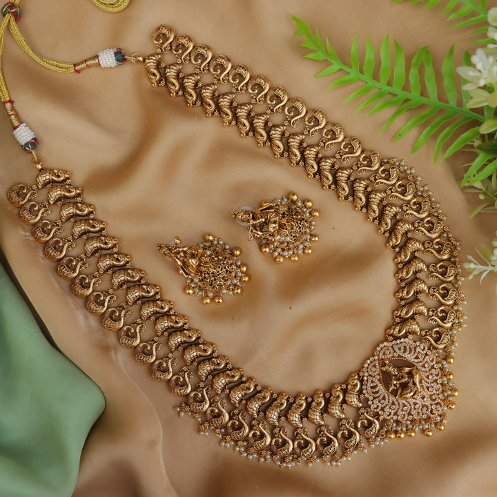 Elegant Long Temple Necklace for Festive Occasions