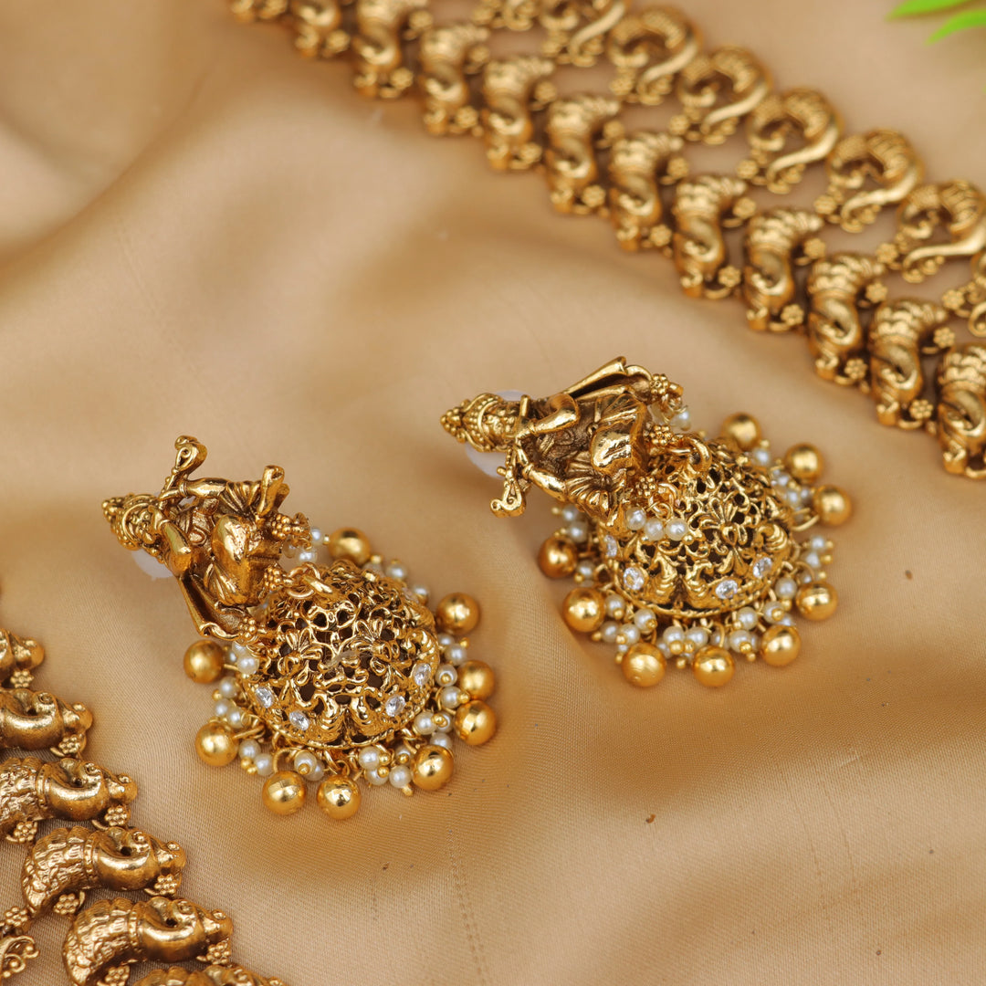 Elegant Long Temple Necklace for Festive Occasions