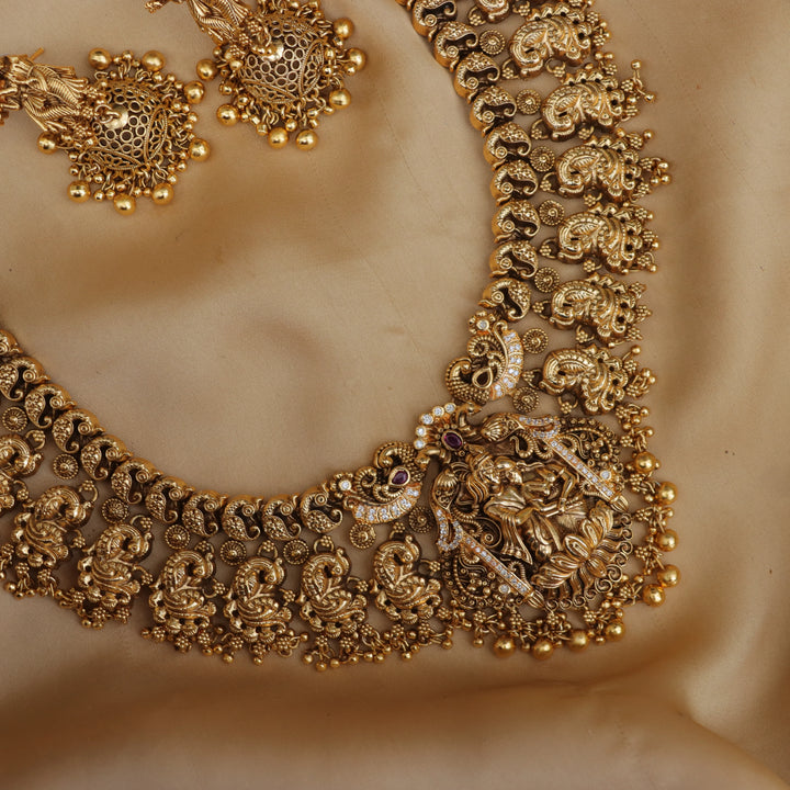 Elegant Gold Finish Long Necklace for Weddings