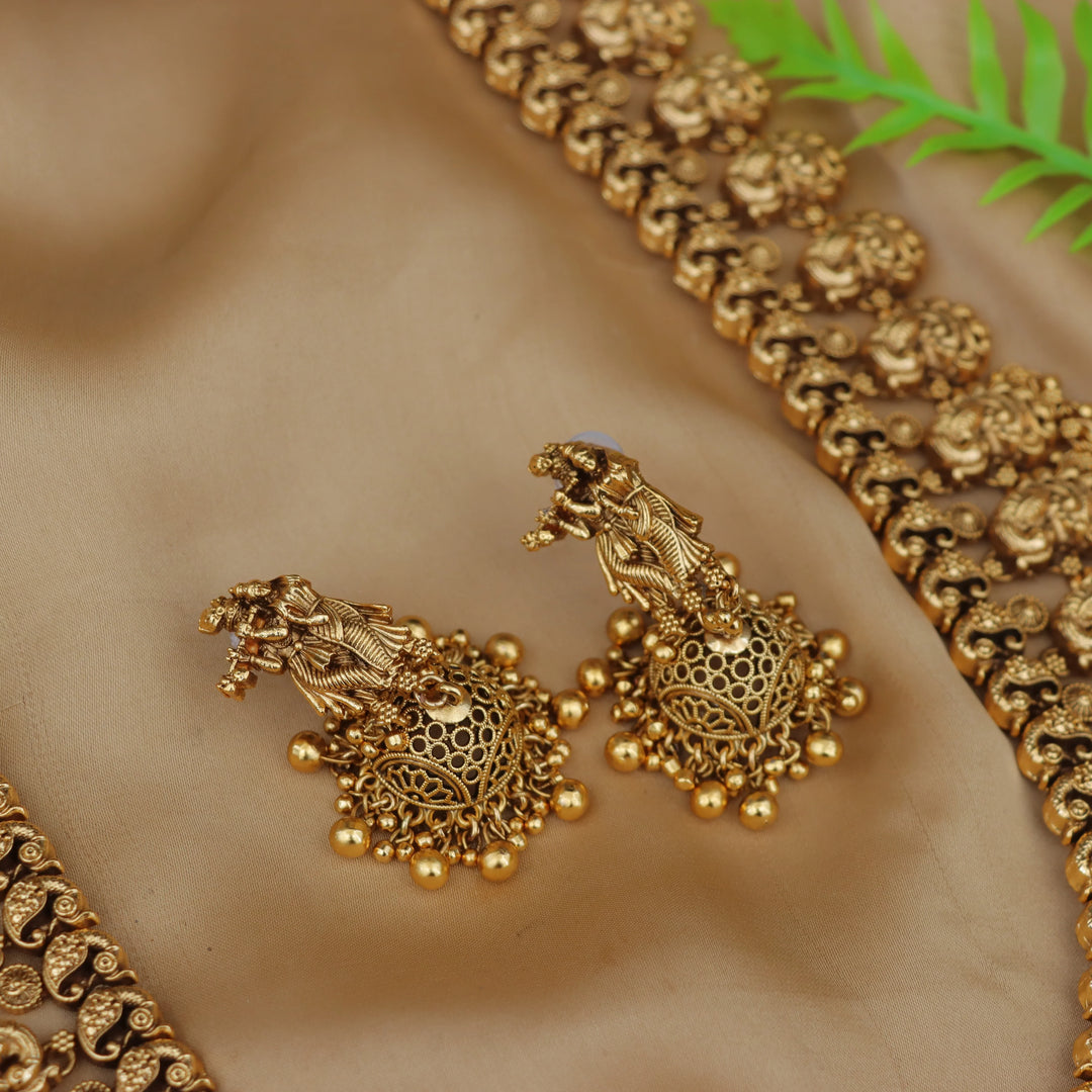 Elegant Gold Finish Long Necklace for Weddings