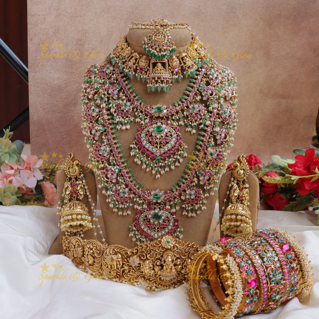 Stunning Jadau kundan Guttapusalu bridal set
