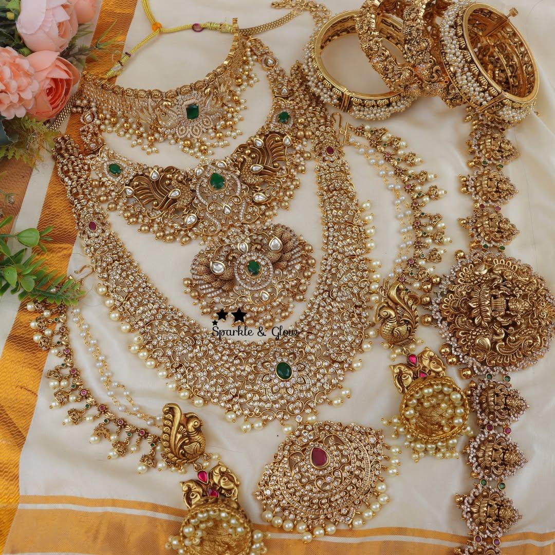 Stunning Peacock Floral CZ Bridal set