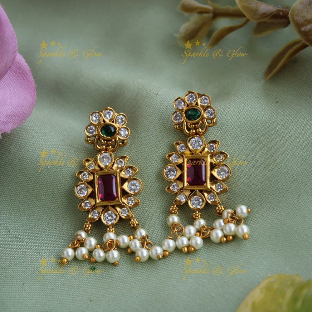 Stunning peacock and floral Navaratna gutta pusalu choker with CZ stones - Sparkle and Glow