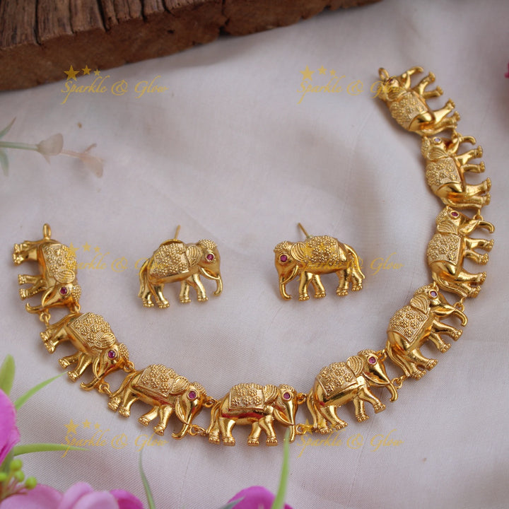 Statement Premium Matt Elephant Short Necklace