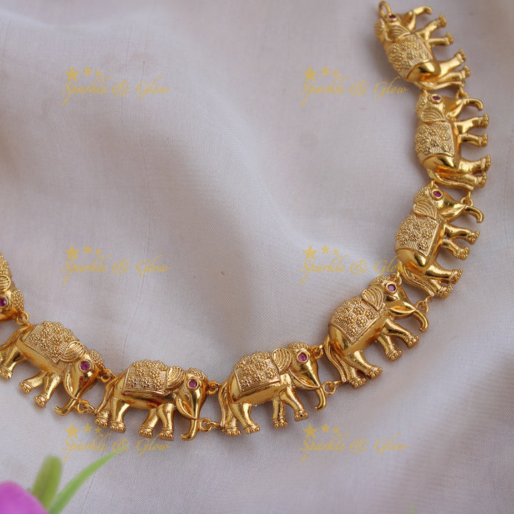 Statement Premium Matt Elephant Short Necklace