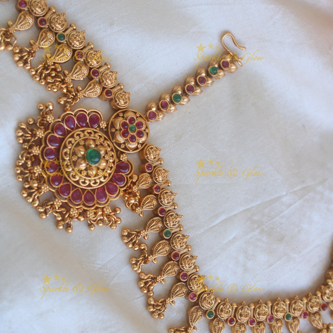 Gorgeous Lakshmi mango kemp stone three side bridal maang tikka