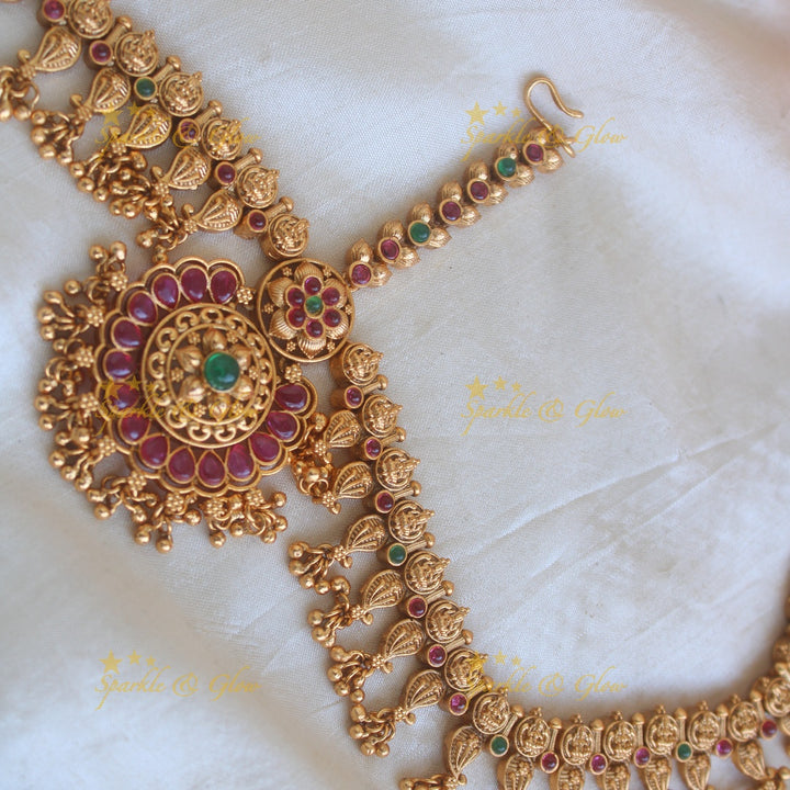 Gorgeous Lakshmi mango kemp stone three side bridal maang tikka