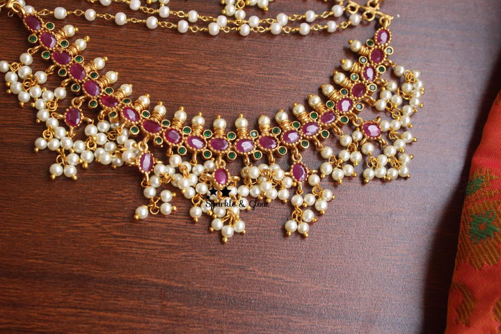 Gutta pusalu style ruby stone earchain