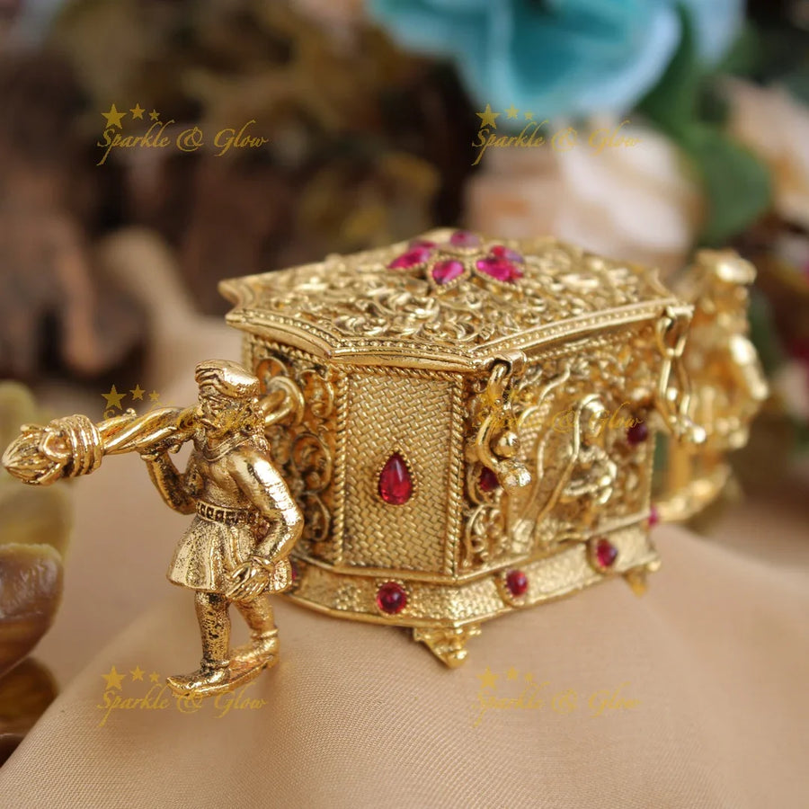 Gold alike Bride in Palanquin design Kumkum box -Pink - Sparkle and Glow