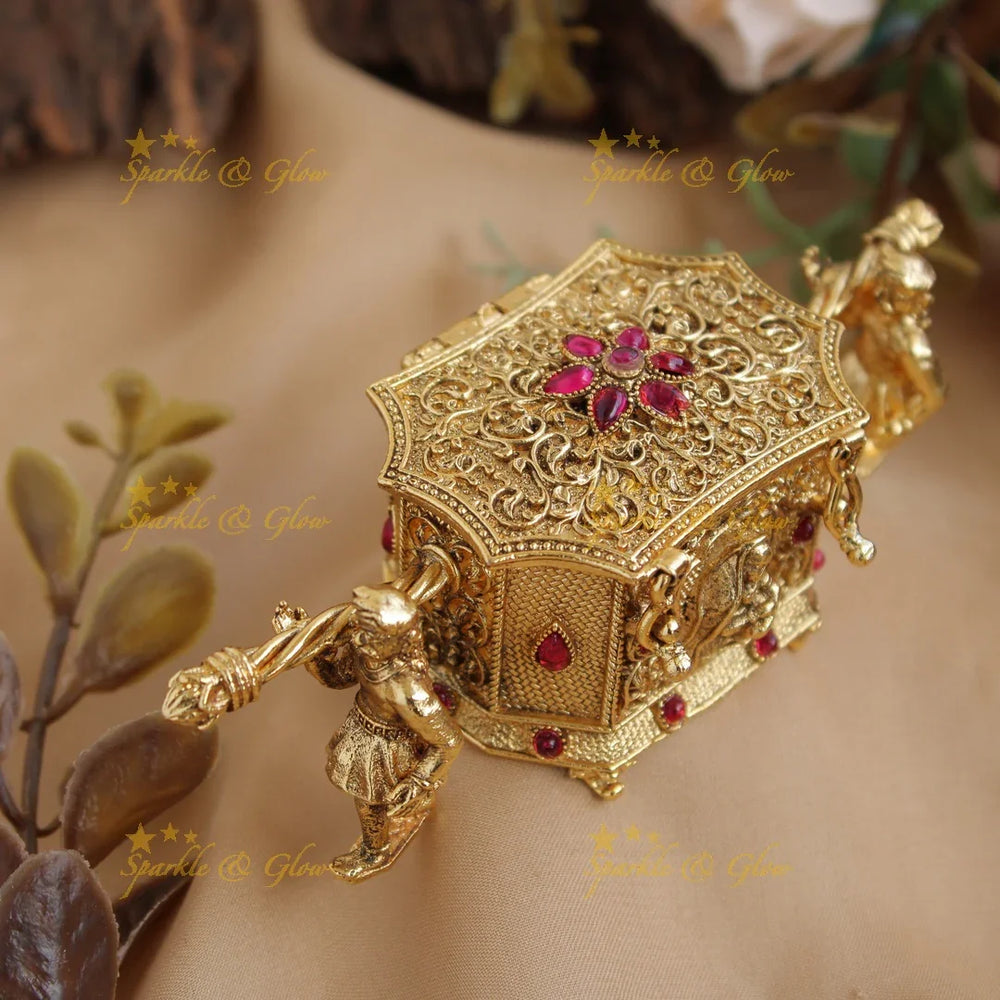 Gold alike Bride in Palanquin design Kumkum box -Pink - Sparkle and Glow
