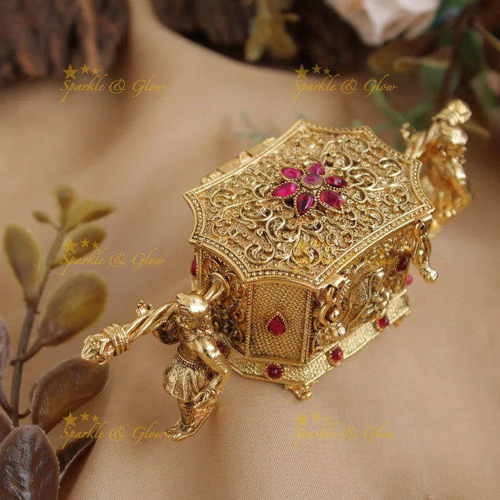 Gold alike Bride in Palanquin design Kumkum box -Pink - Sparkle and Glow