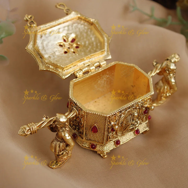Gold alike Bride in Palanquin design Kumkum box -Pink - Sparkle and Glow