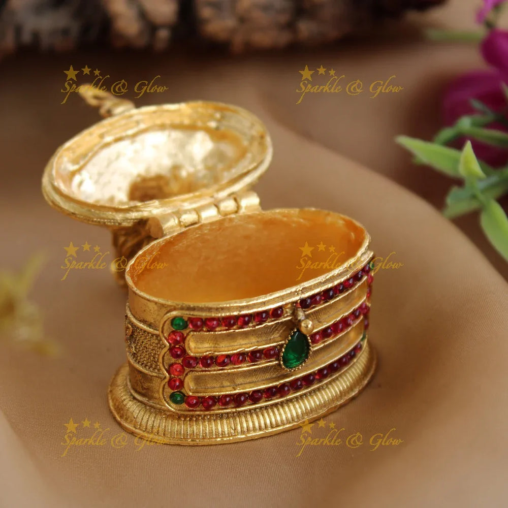 Gold alike Adiyogi Statue design Kumkum box - Sparkle and Glow