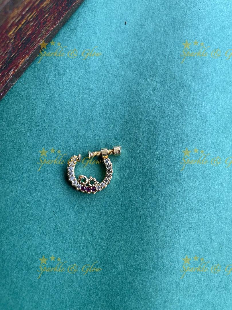 Gold AD Screw type nosepin - Sparkle and Glow