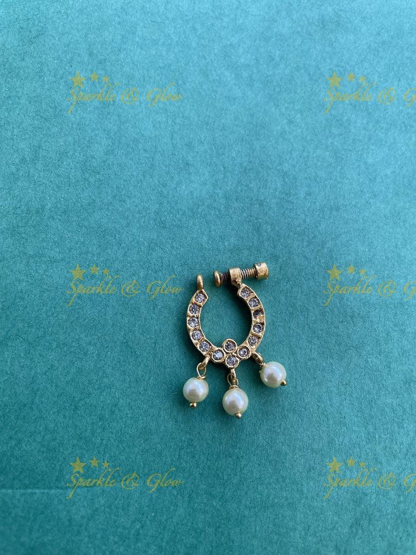 Gold AD Screw type nosepin - Sparkle and Glow