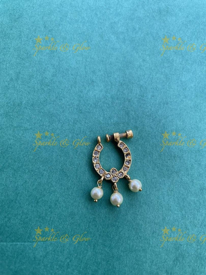 Gold AD Screw type nosepin - Sparkle and Glow