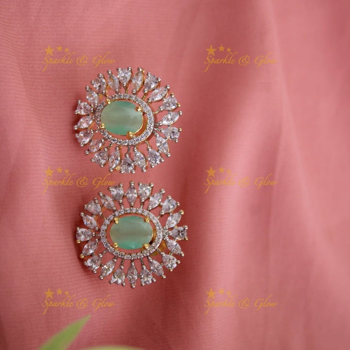 Elegant floral pendent AD choker with multi layer beads - Sparkle and Glow - Back Thread - 