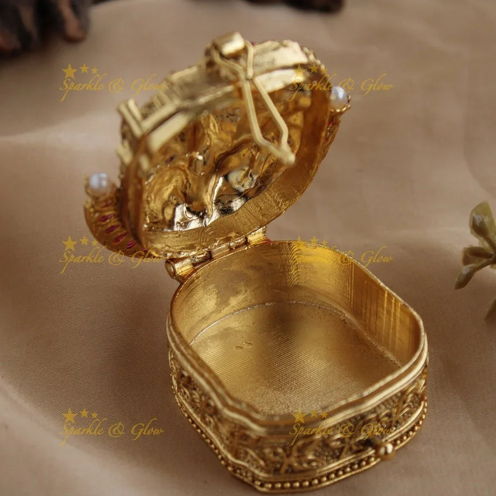 Gold alike Ganesha and Two Shiva Idol Kumkum box - Sparkle and Glow