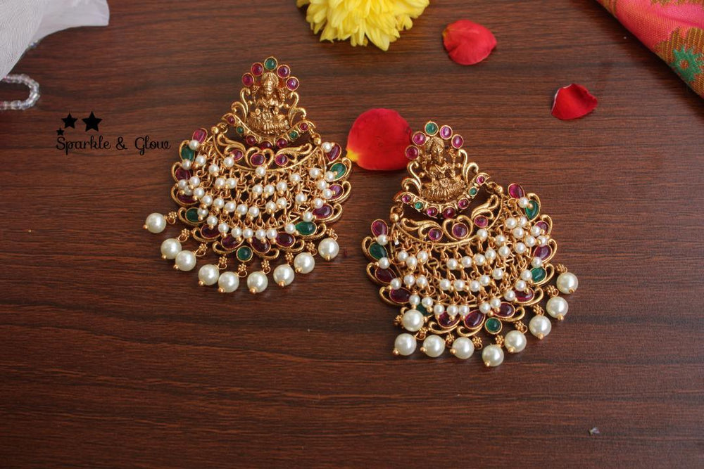 Gold alike polished medium sized gold cluster lakshmi bali with kemp stones - Sparkle and Glow