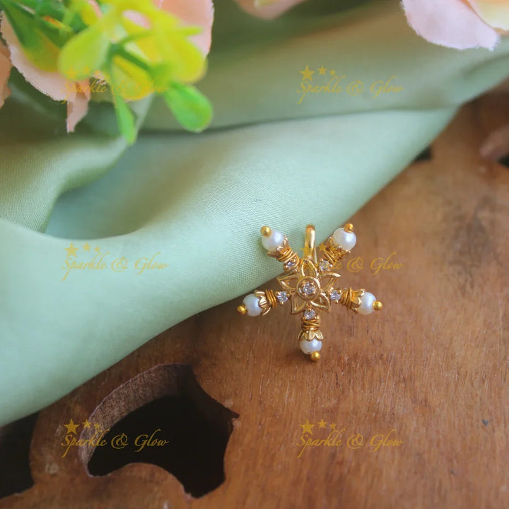 Gold polished snowflake press type ad nose pin - PinkGreen - Sparkle and Glow