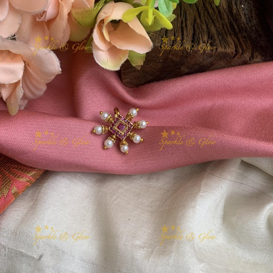 Gold polished daimond shape press type ad nose pin -Pink - Sparkle and Glow