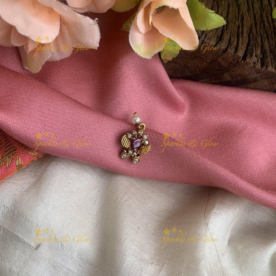 Antique press type floral nosepin - White Pink - Sparkle and Glow