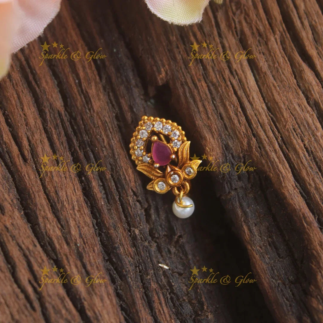 Antique press type floral nosepin - Sparkle and Glow