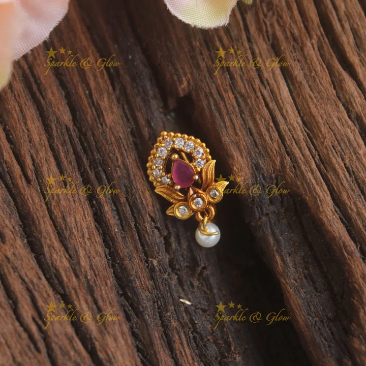 Antique press type floral nosepin - Sparkle and Glow