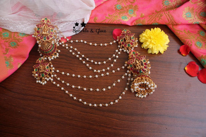 Kemp Stones intricately carved Matte jhumukas with mattil