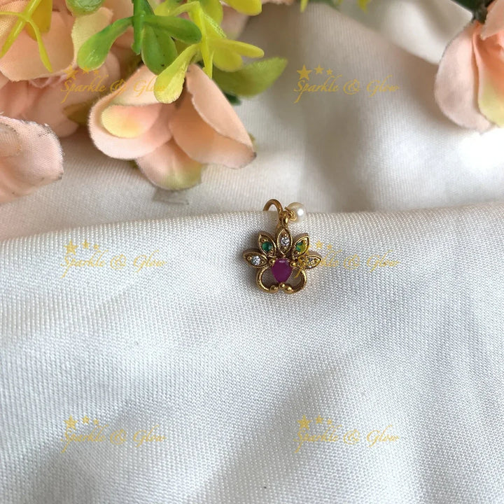 Gold Leaf press type ad nosepin- Green Pink - Sparkle and Glow