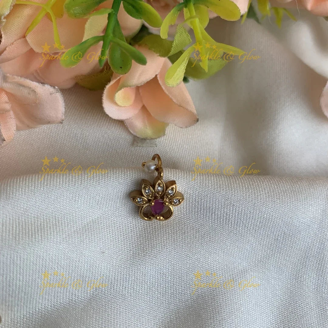 Gold Leaf press type ad nosepin- Green Pink - Sparkle and Glow