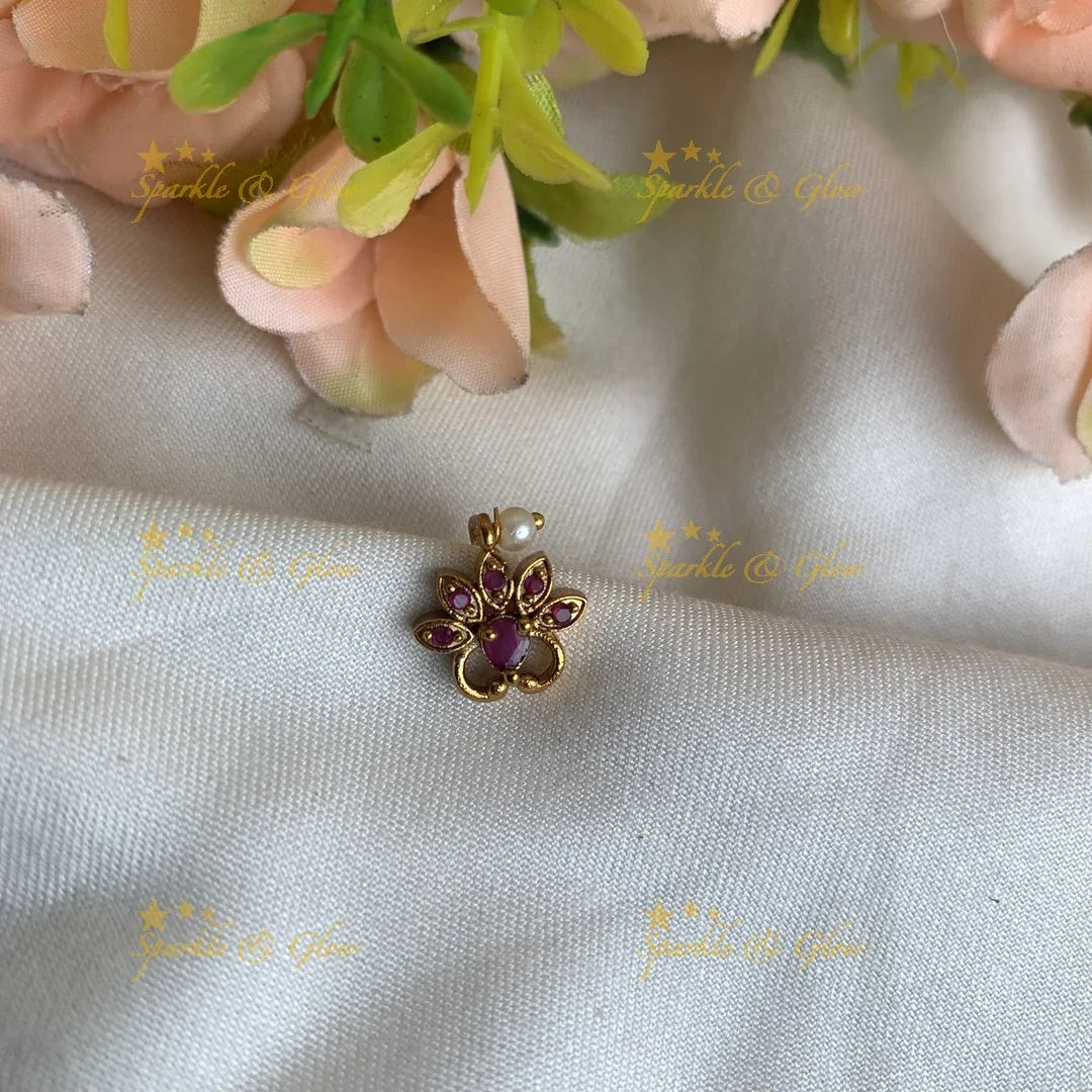 Gold Leaf press type ad nosepin- Green Pink - Sparkle and Glow