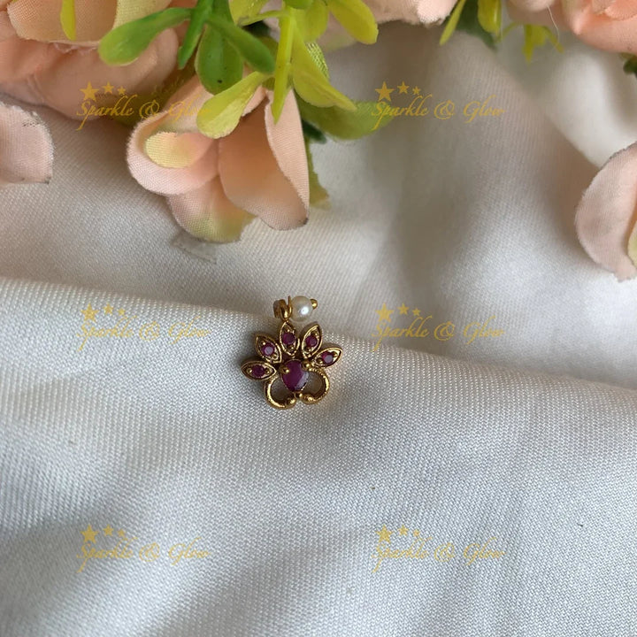 Gold Leaf press type ad nosepin- Green Pink - Sparkle and Glow