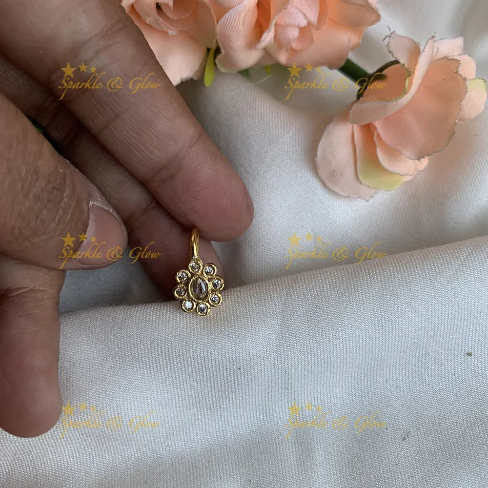 Gold Flower press type ad nosepin- Multi - Sparkle and Glow