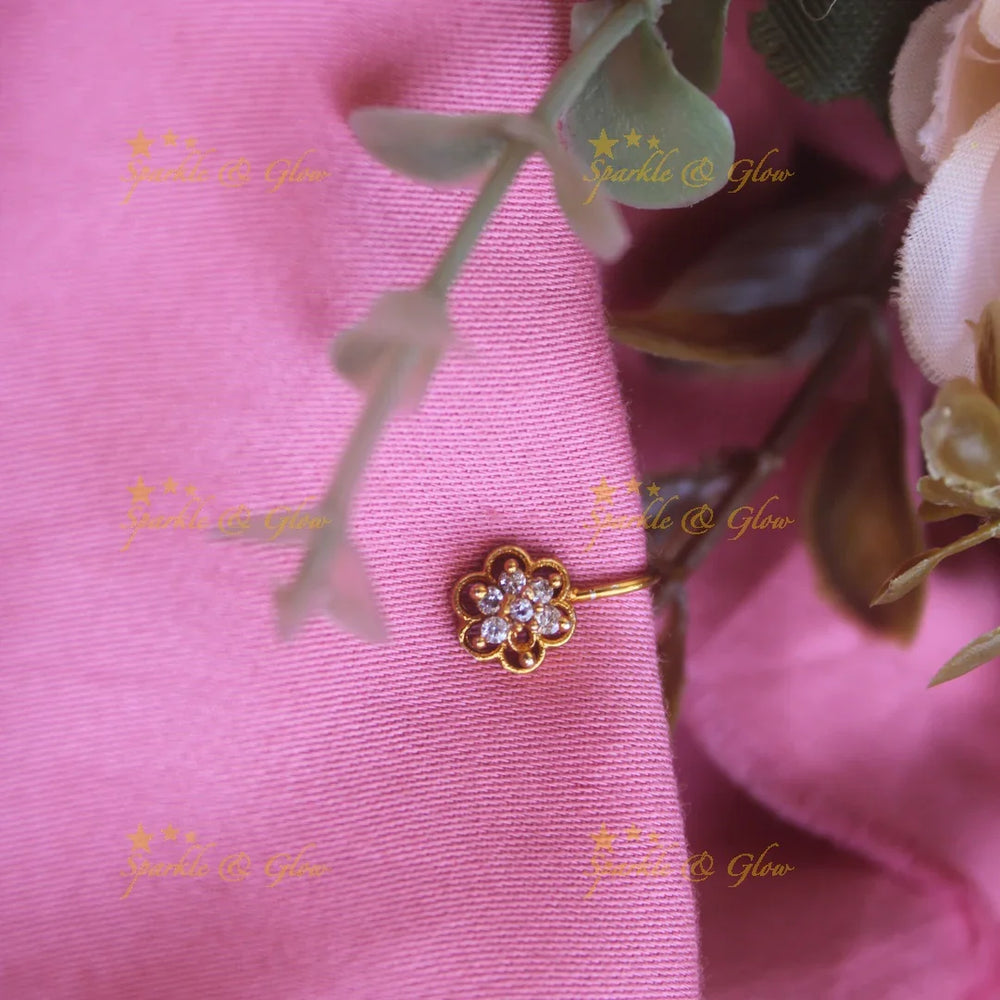 Gold Flower press type ad nosepin- Multi - Sparkle and Glow