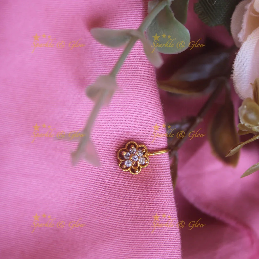 Gold Flower press type ad nosepin- Multi - Sparkle and Glow