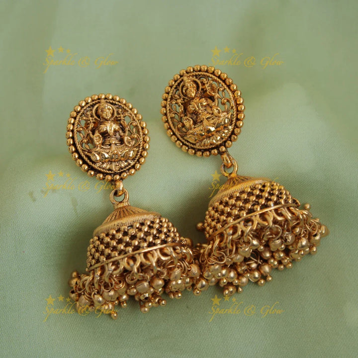Statement Lakshmi coin short necklace with gold beads cluster - Sparkle and Glow