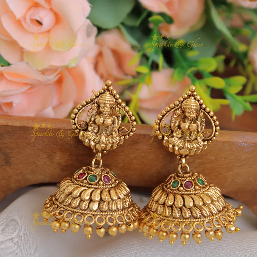 Statement Premium matt Lakshmi peacock mango short necklace with pearls and gold beads - Sparkle and Glow