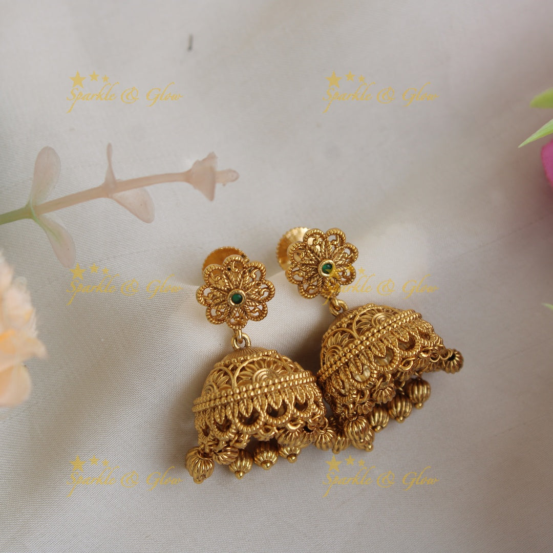 Stunning Peacock floral design pendent with chain with ruby and gold beads