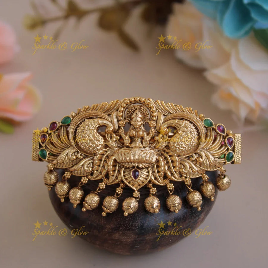 Exclusive Gold alike Lakshmi Peacock Hair Clip-Multi - Sparkle and Glow