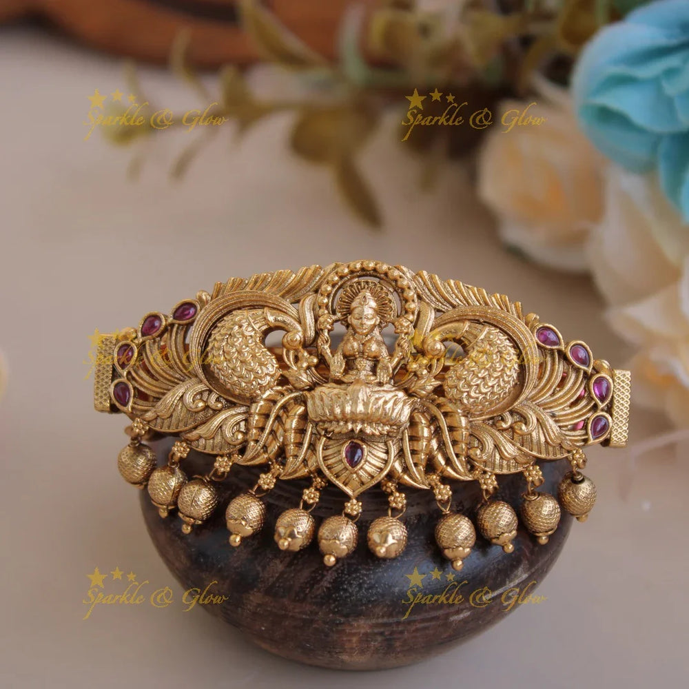 Exclusive Gold alike Lakshmi Peacock Hair Clip-Multi - Sparkle and Glow