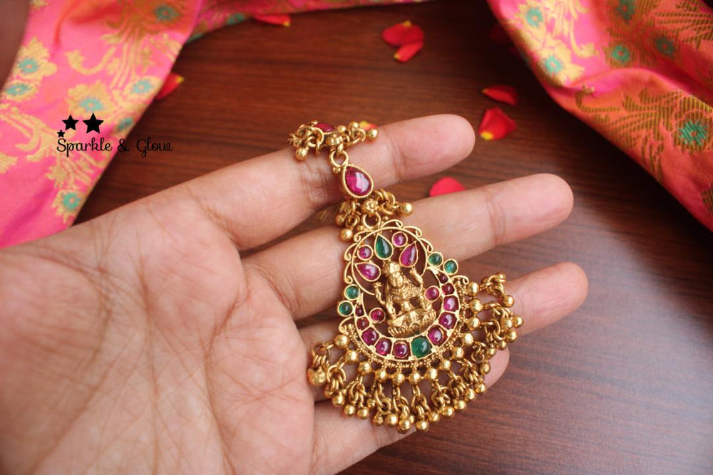 Lakshmi kemp stones single line maang tikka - Multi Gold - Sparkle and Glow - Multi Gold - 
