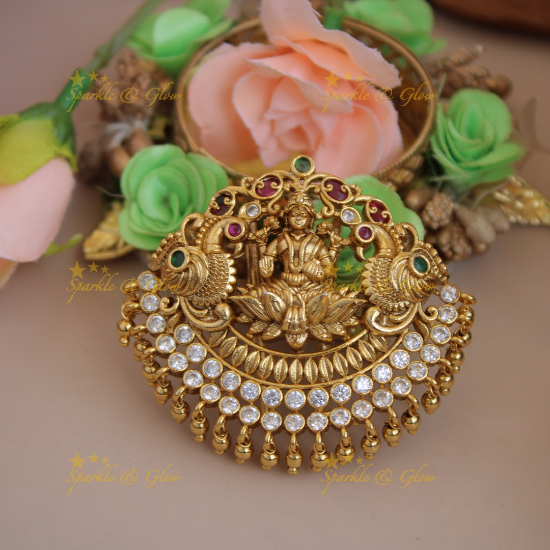 Exclusive Gold alike Lakshmi peacock gold beads Hair pin