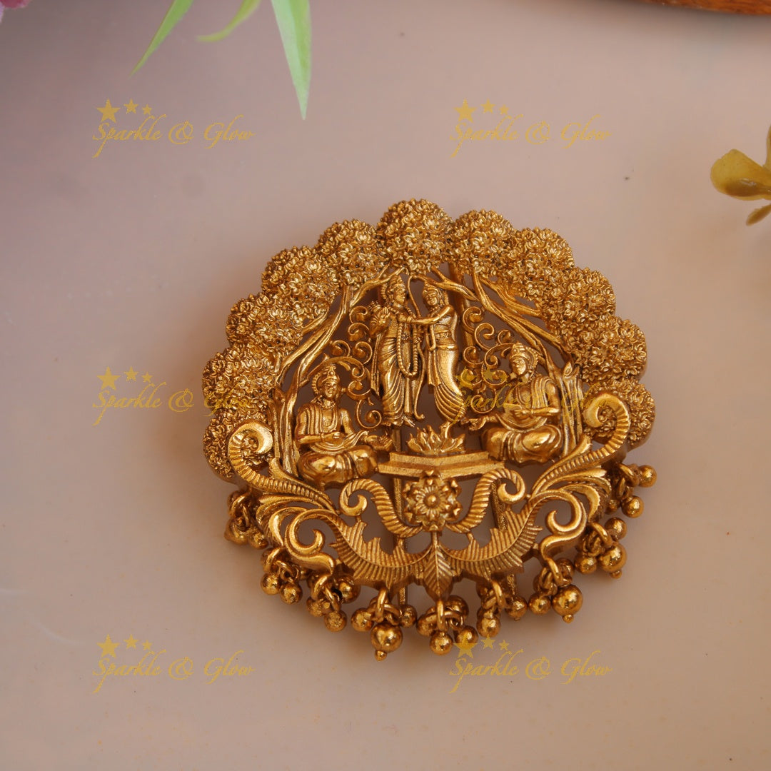 Exclusive Gold Aike SiyaRam Hair Pin with Gold beads