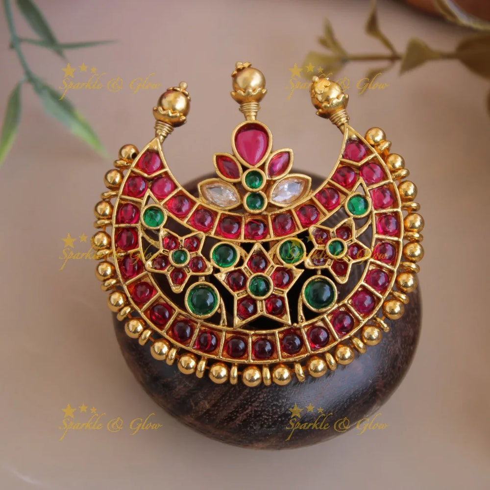 Exclusive Gold alike Half Moon Hair pin-Green - Sparkle and Glow