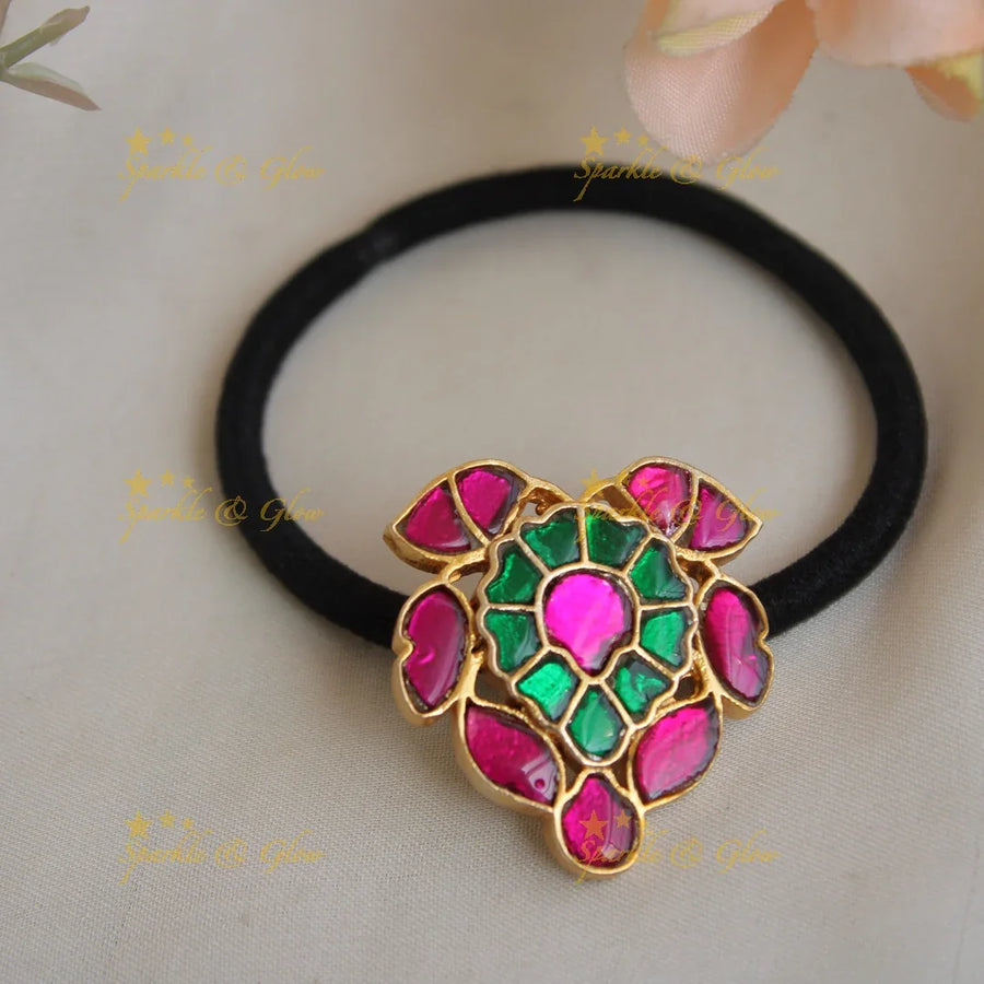 Beautiful Floral Design Jadau Hair band - Sparkle and Glow